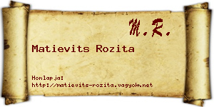 Matievits Rozita névjegykártya